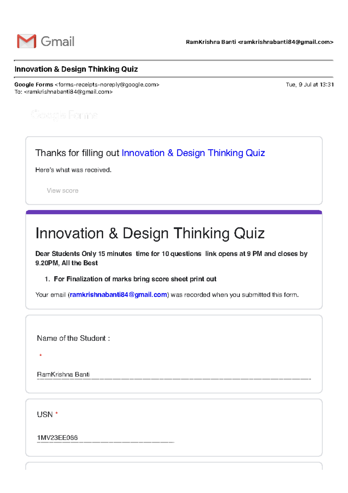 Innovation & Design Thinking Quiz - RamKrishna Banti Innovation - Studocu