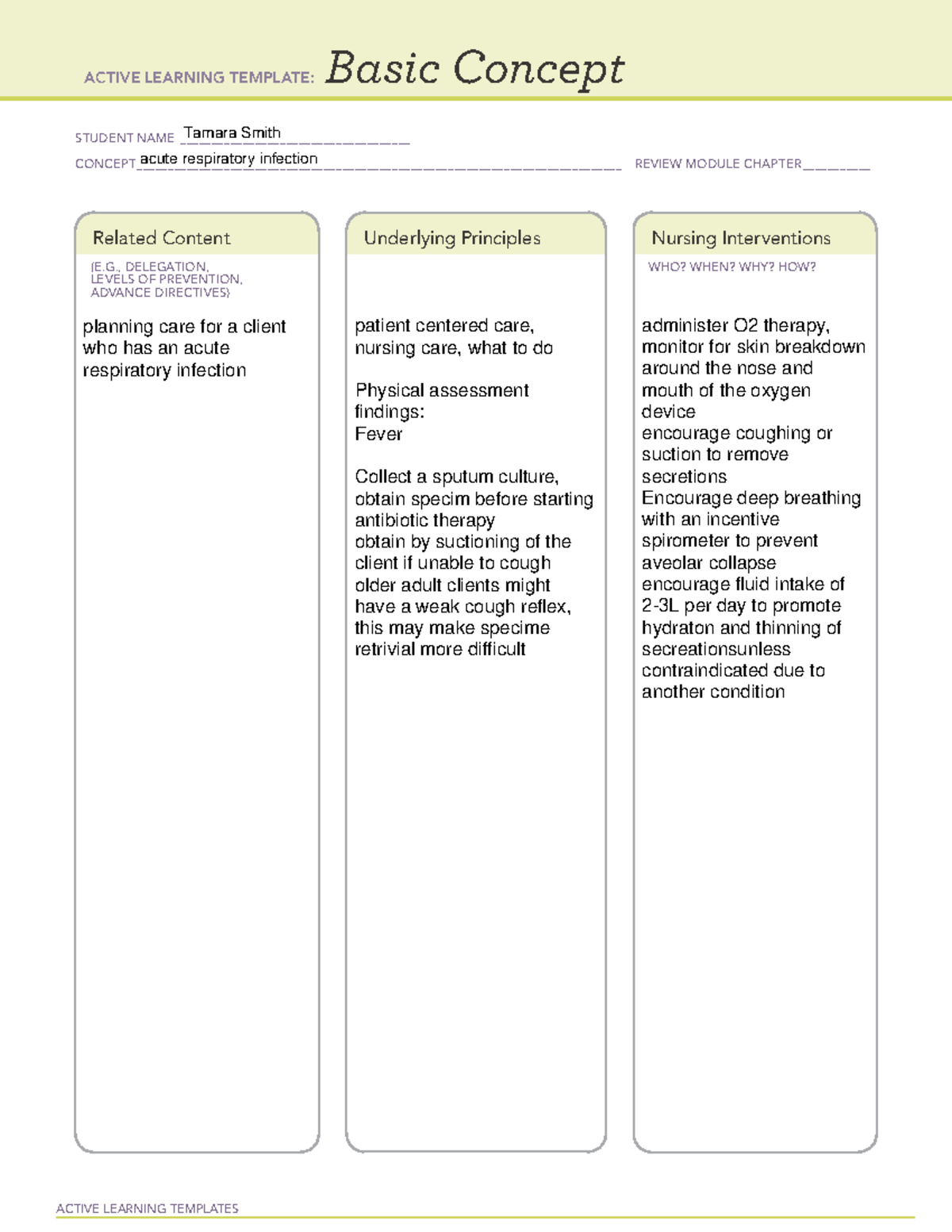 Acute respiratory infection Basic - ACTIVE LEARNING TEMPLATES Basic ...