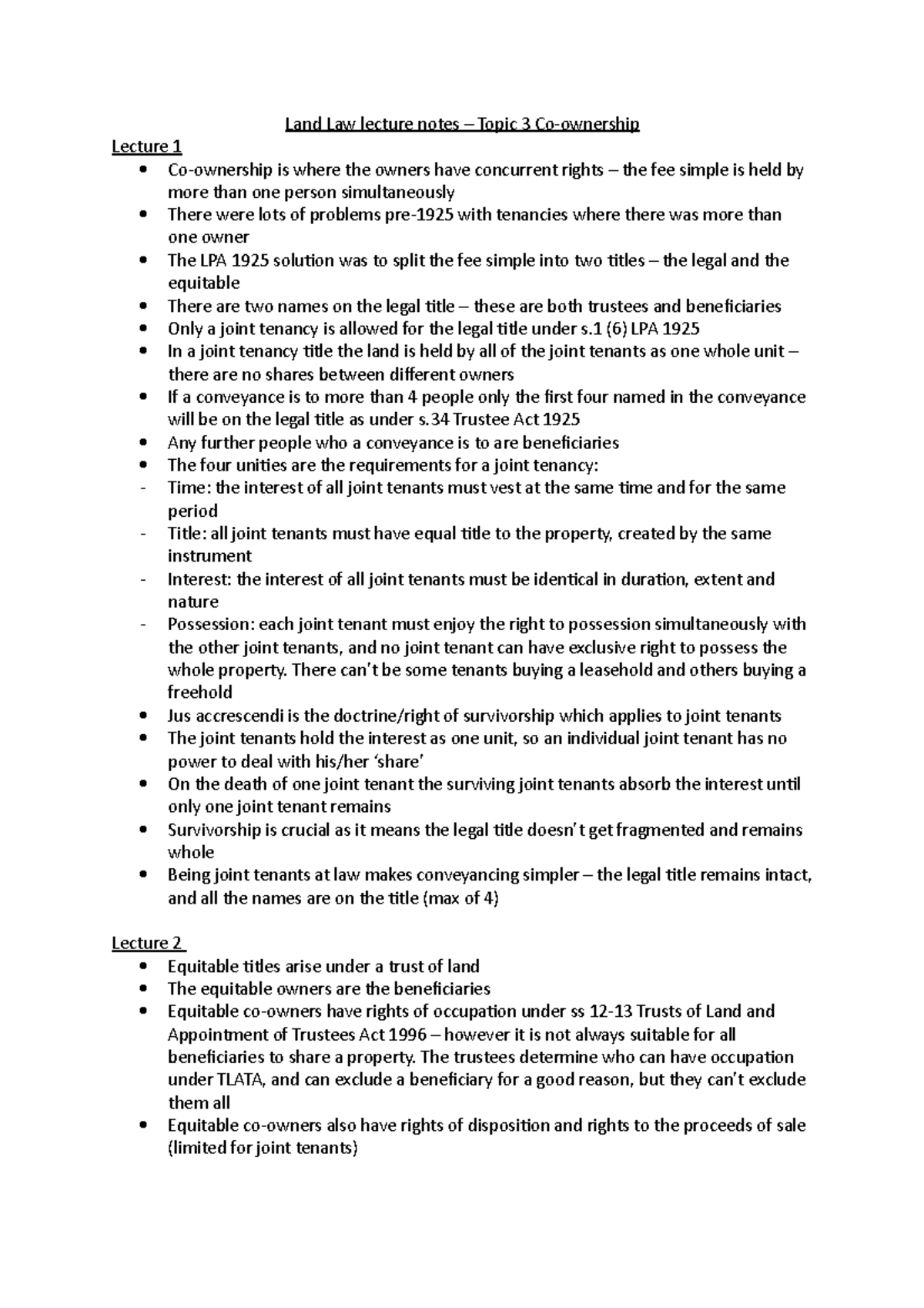 topic-3-co-ownership-summary-land-law-land-law-lecture-notes-topic