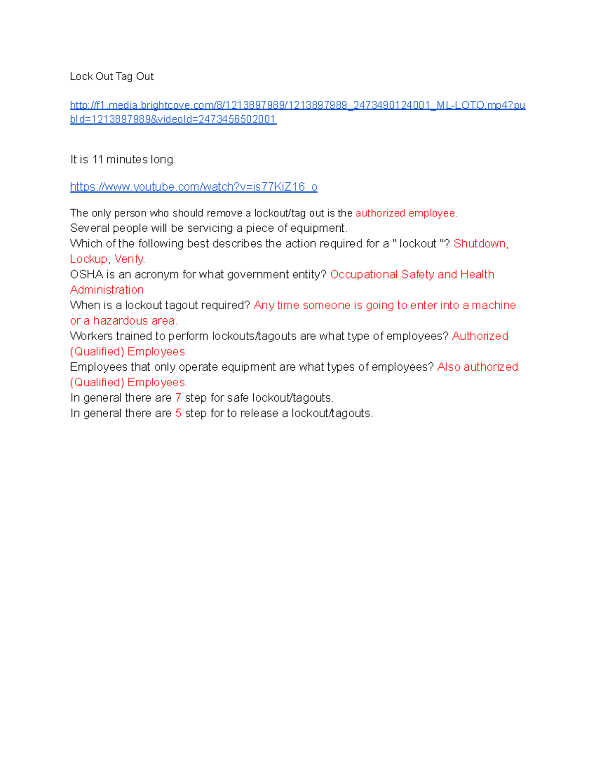 Copy of Lock out tag out Worksheet - Lock Out Tag Out - Studocu