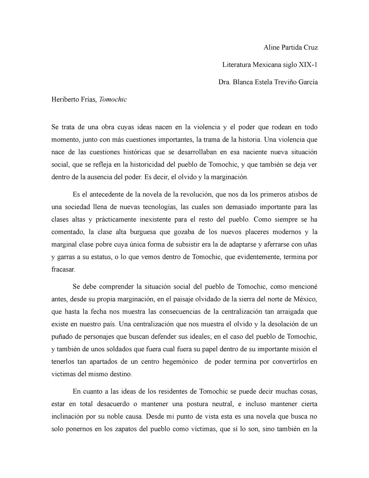 Ensayo Tomochic - Aline Partida Cruz Literatura Mexicana siglo XIX- Dra ...