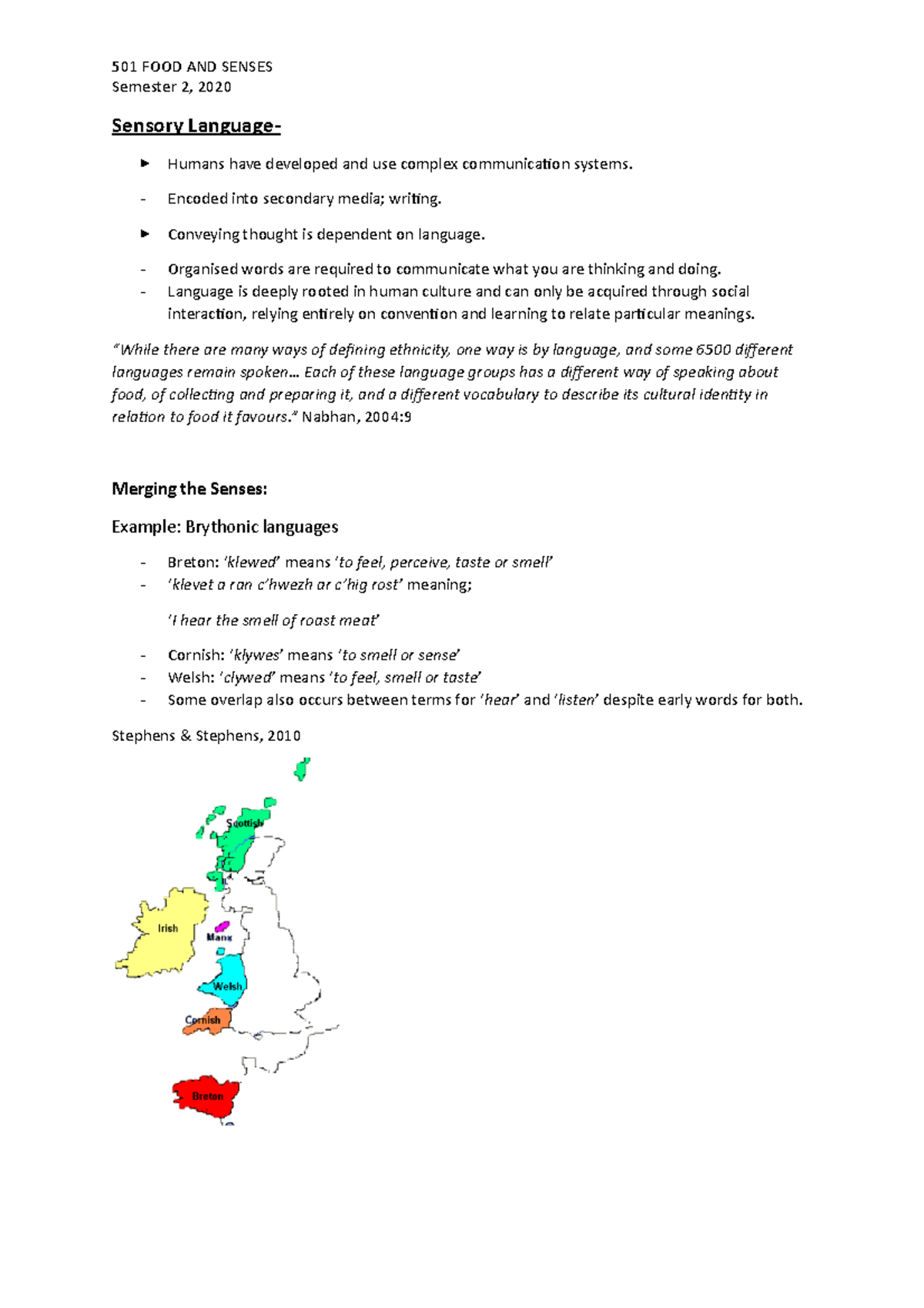 Sensory Language Notes Week Two - Semester 2, 2020 Sensory Language ...