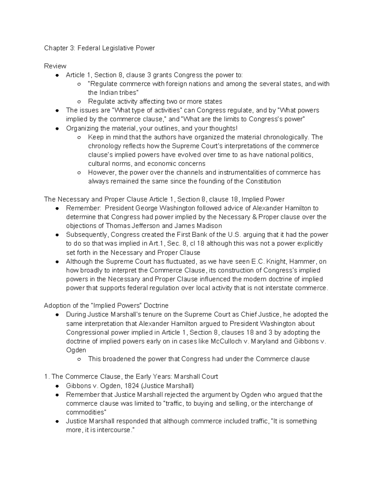 Chapter 3 Federal Legislative Power - Chapter 3: Federal Legislative ...