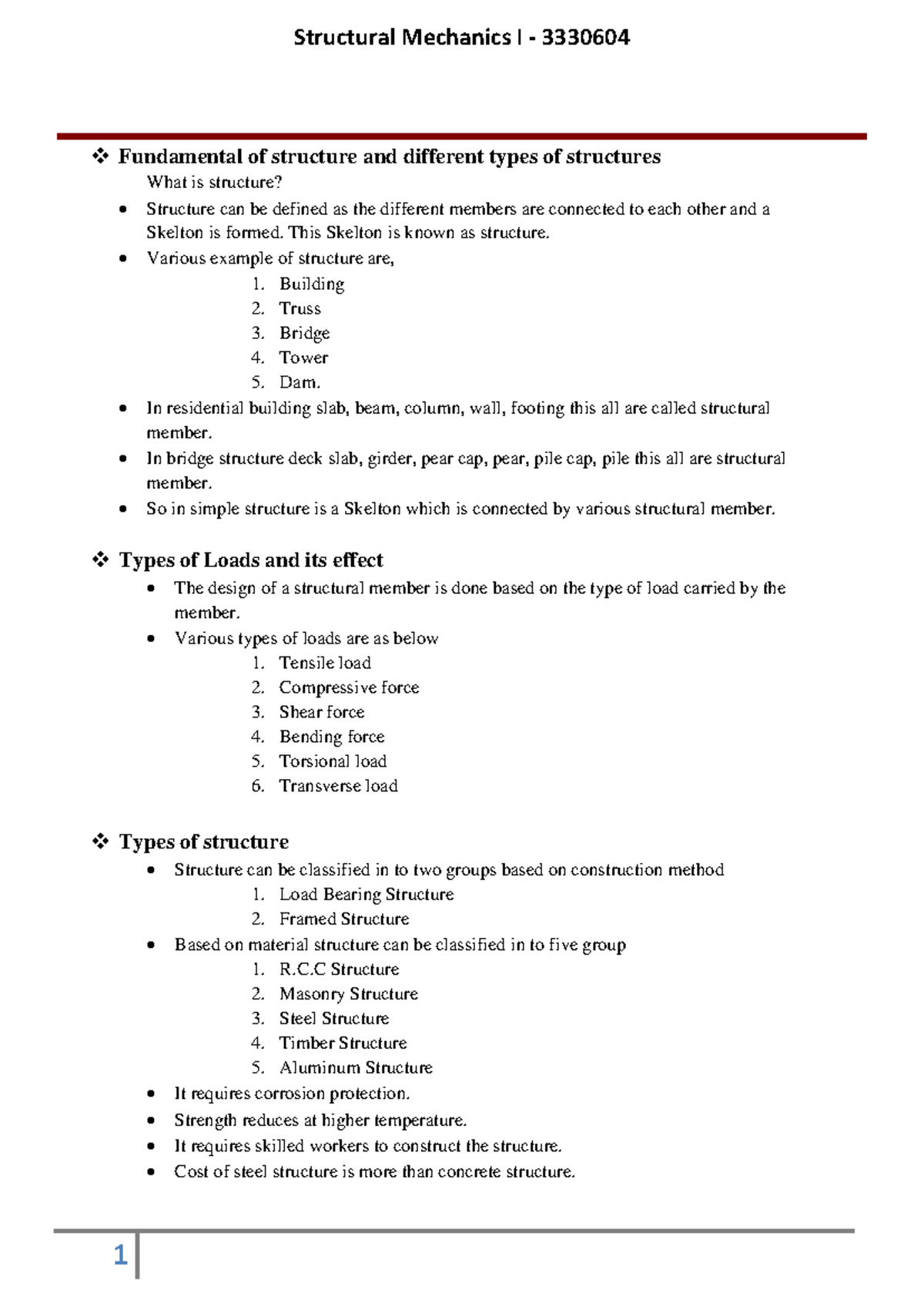 Structural Mechanics - I-3330604 - GTU - Studocu