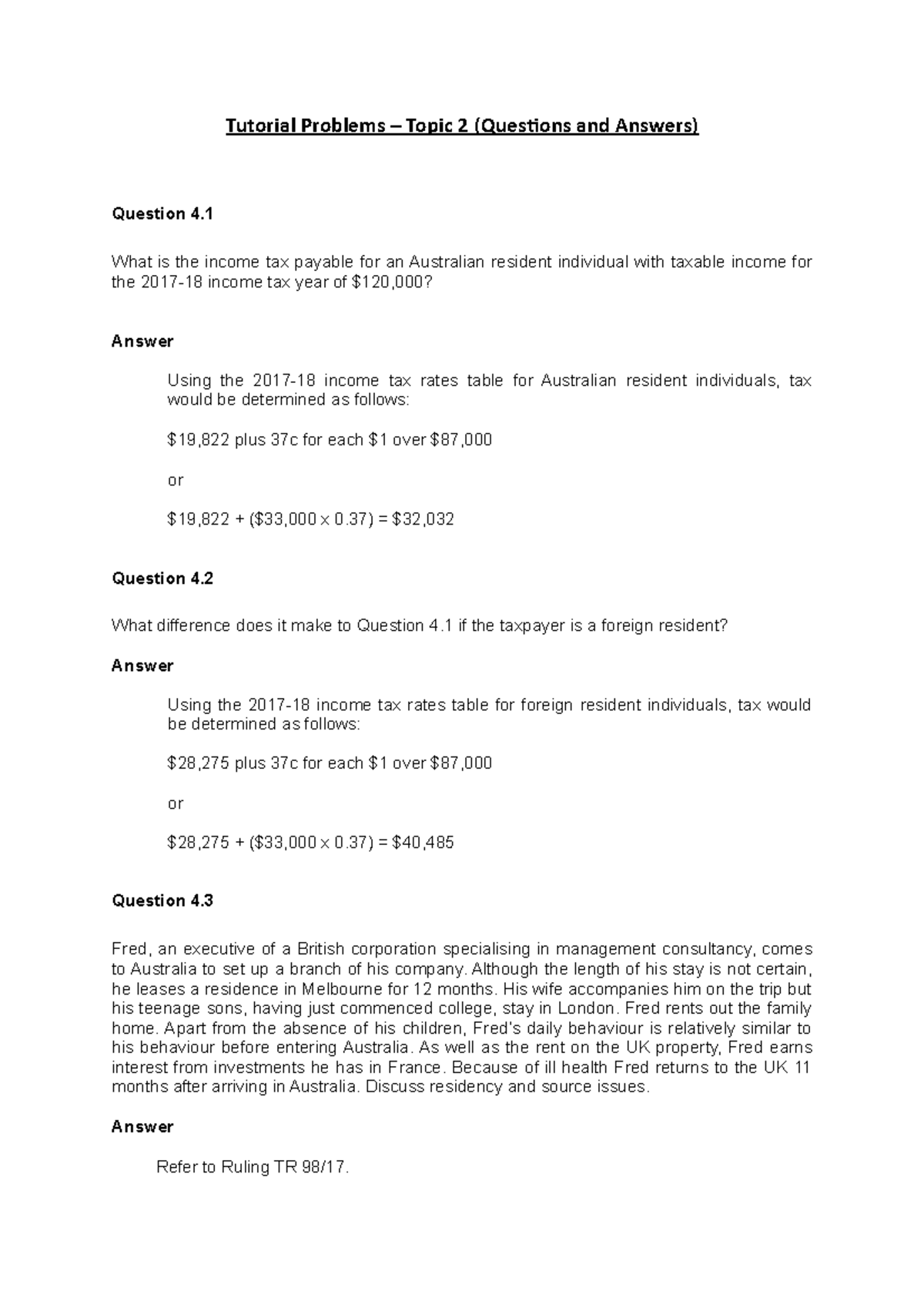 Topic 2 Discussion Questions and Answers - Tutorial Problems – Topic 2 ...