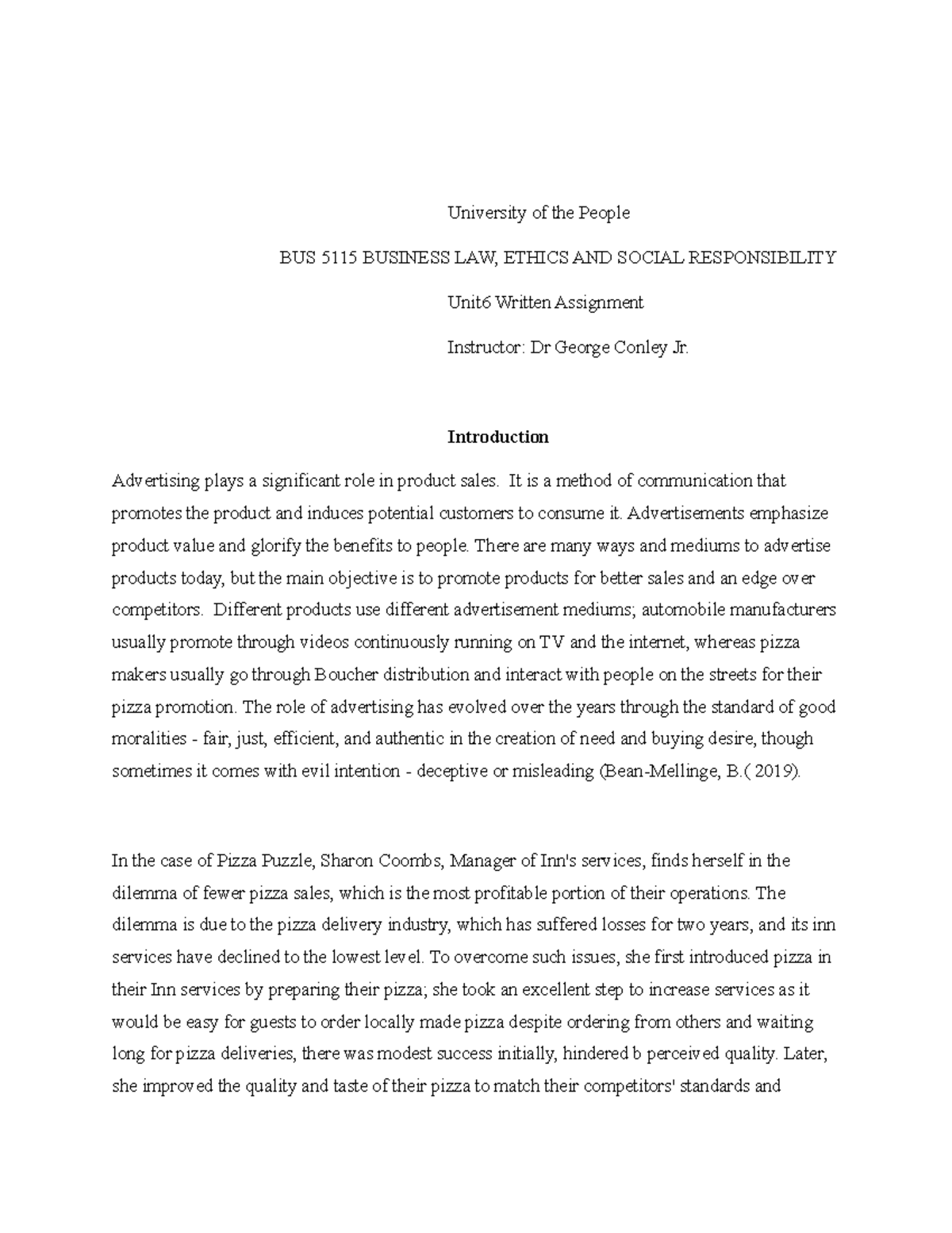 Unit6 written assignment - University of the People BUS 5115 BUSINESS ...