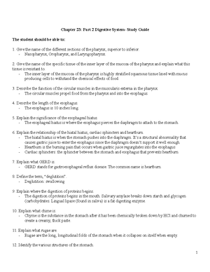 Chapter 22 Digestive System Study Guide P1 - Chapter 23: Part 1 ...