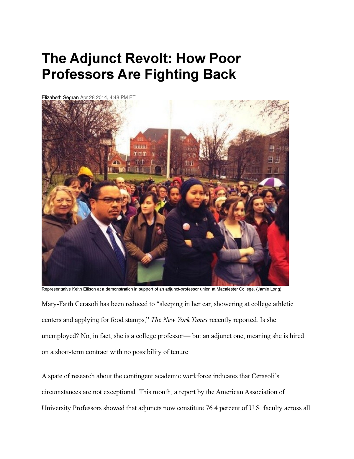 Adjunct Article The Adjunct Revolt The Adjunct Revolt How Poor Professors Are Fighting Back Studocu