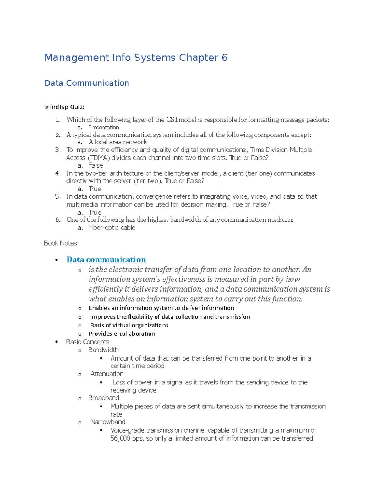Management Info Systems Chapter 6 - MIS 6413 - A-State - Studocu