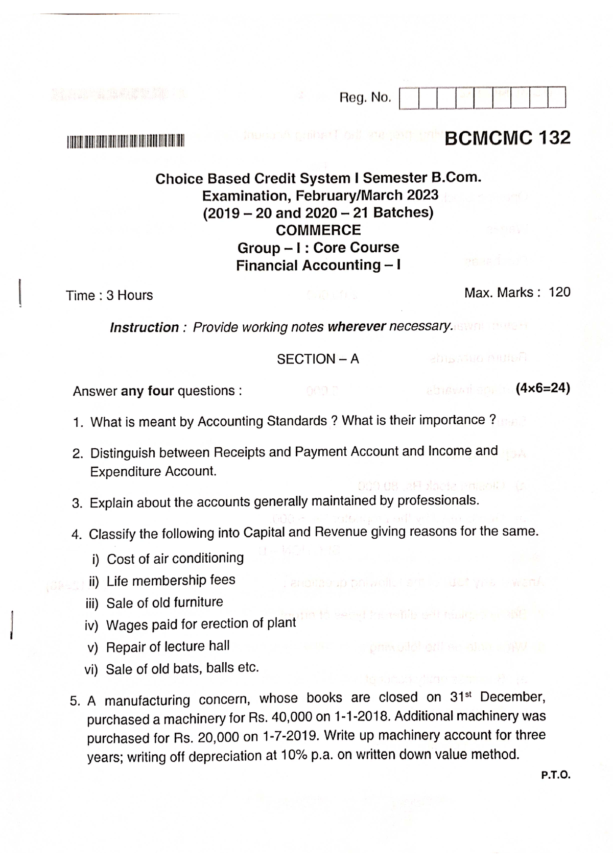 1st Sem B.com Financial Accounting (February-March 2023) - Accounting ...