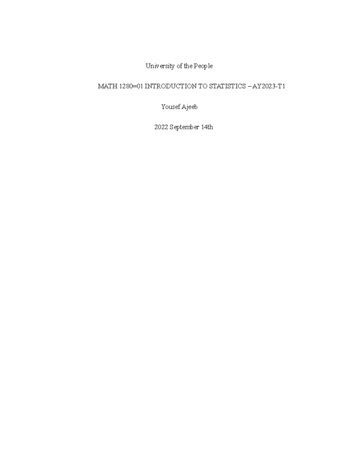 statisical algorithms - University of the People MATH 1280=01 ...