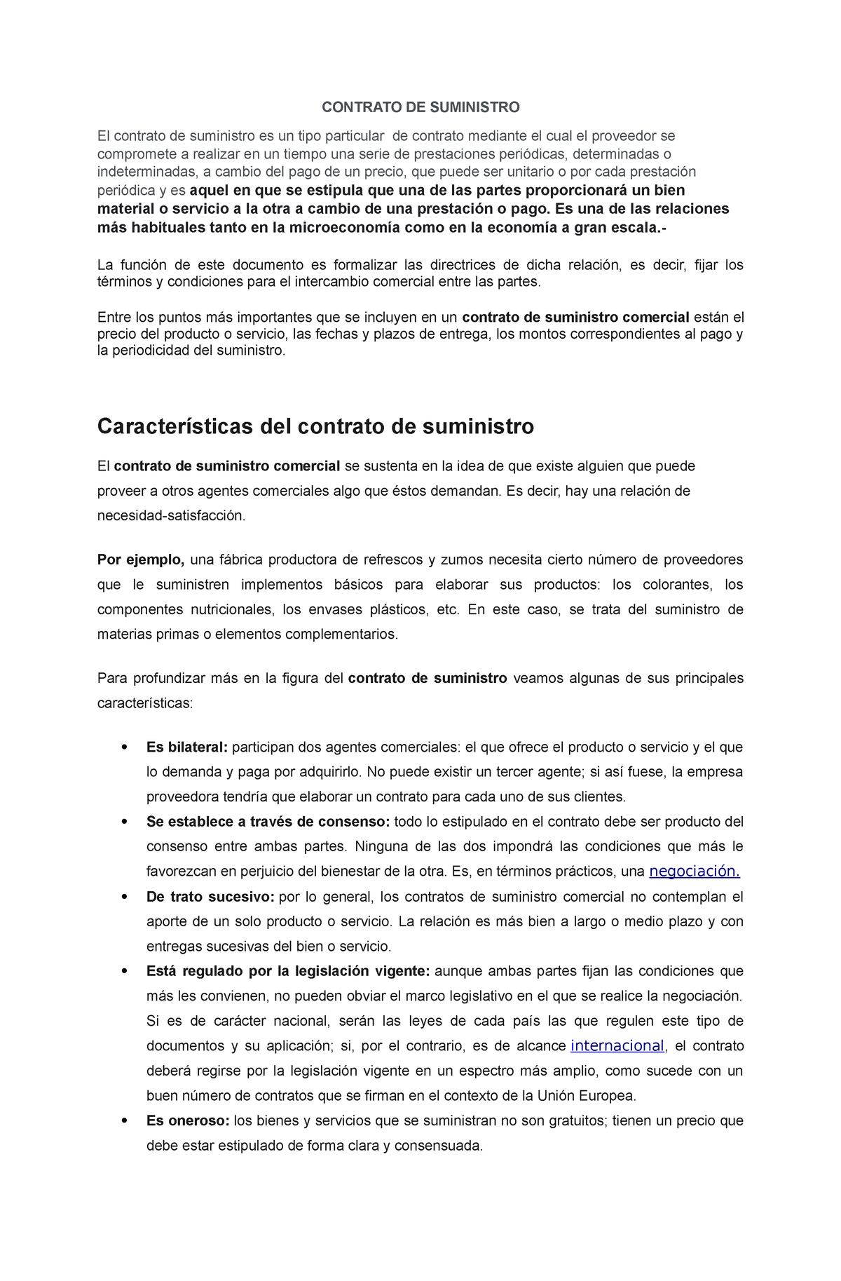 Contrato DE Suministro - CONTRATO DE SUMINISTRO El Contrato De ...