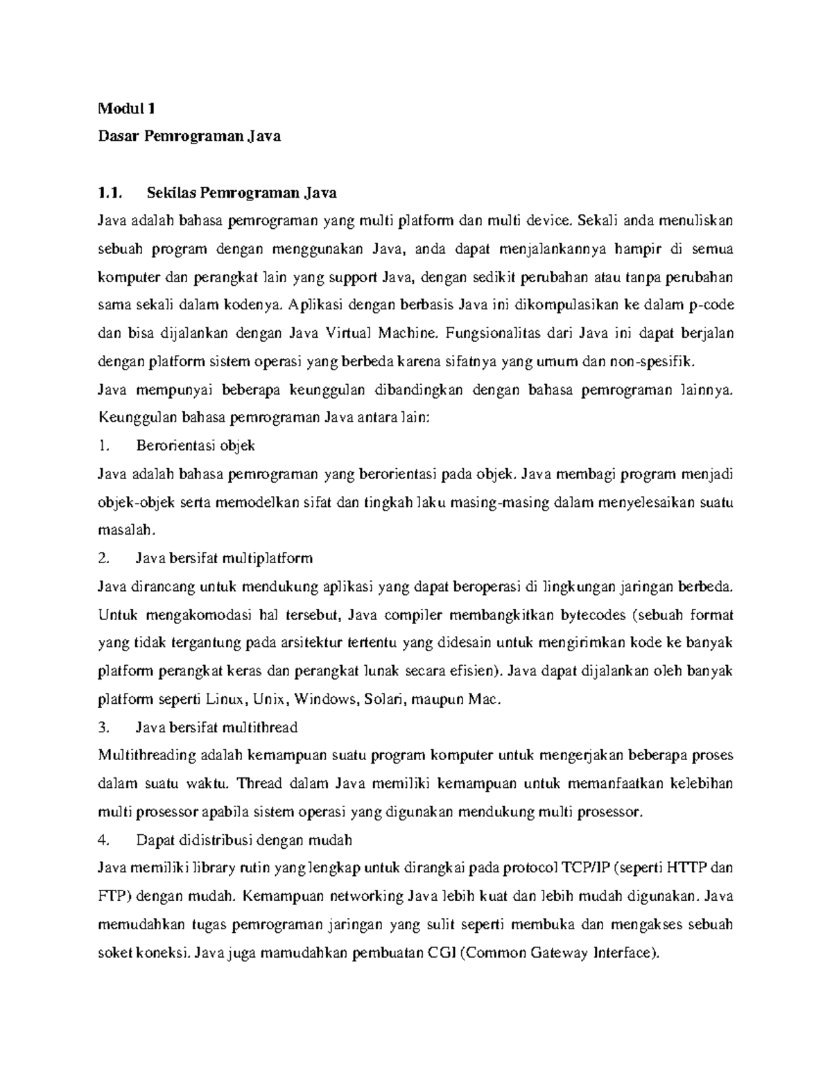 Modul 1 - Modul 1 Dasar Pemrograman Java Sekilas Pemrograman Java Java ...