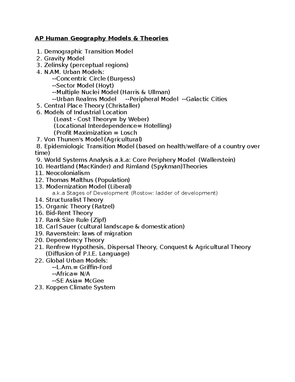 Nir: The Ultimate Ap Human Geography Cheat Sheet - w98lryo