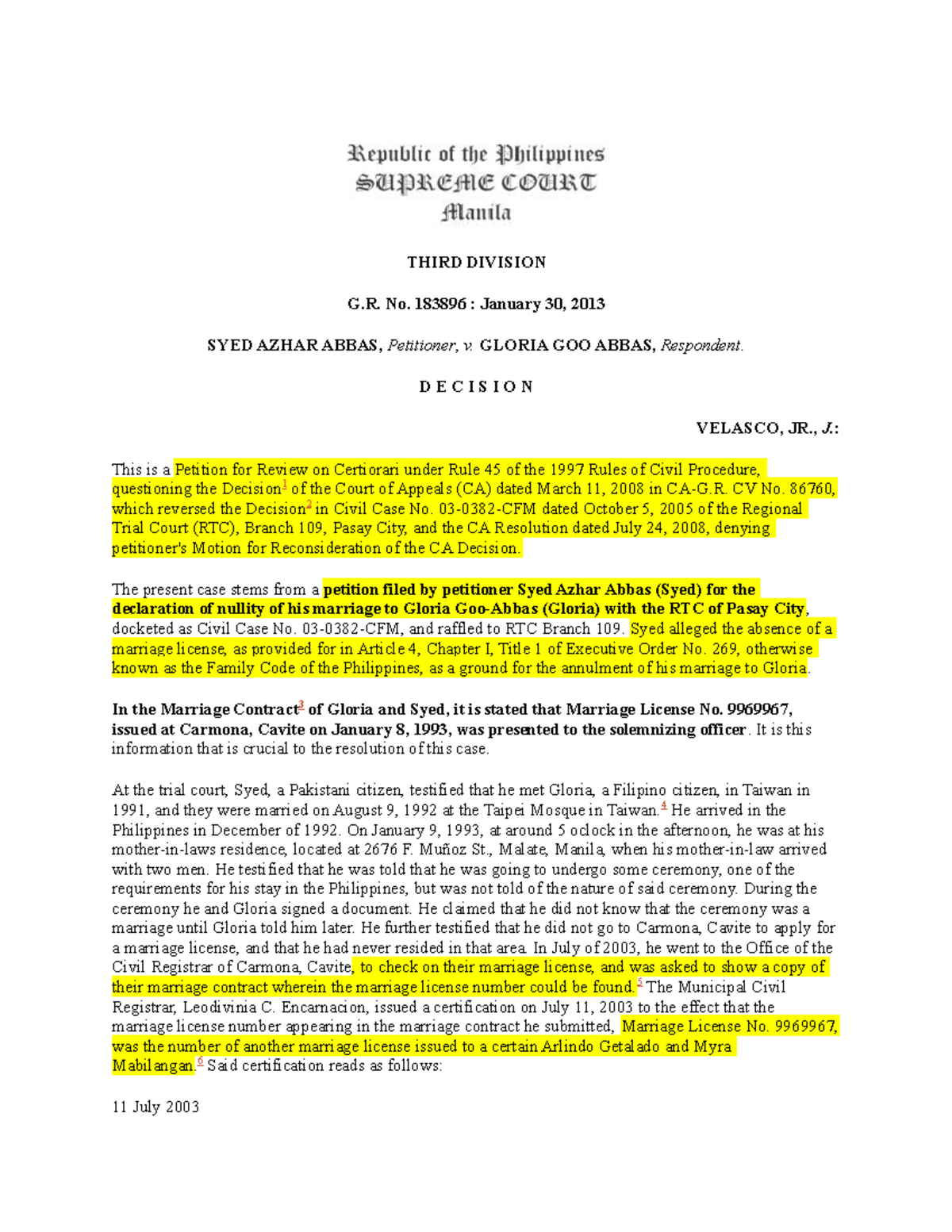 Abbas v Abbas, G.R. No. 183896 (2013 ) - THIRD DIVISION G. No. 183896 ...