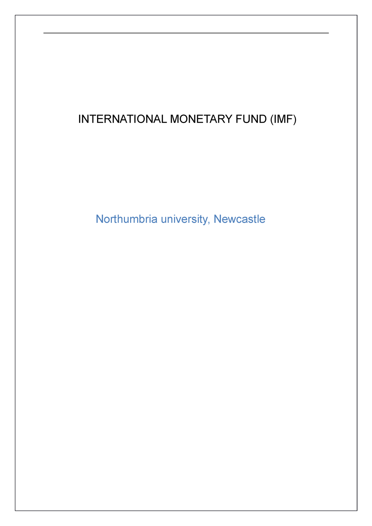 assignment on international monetary fund