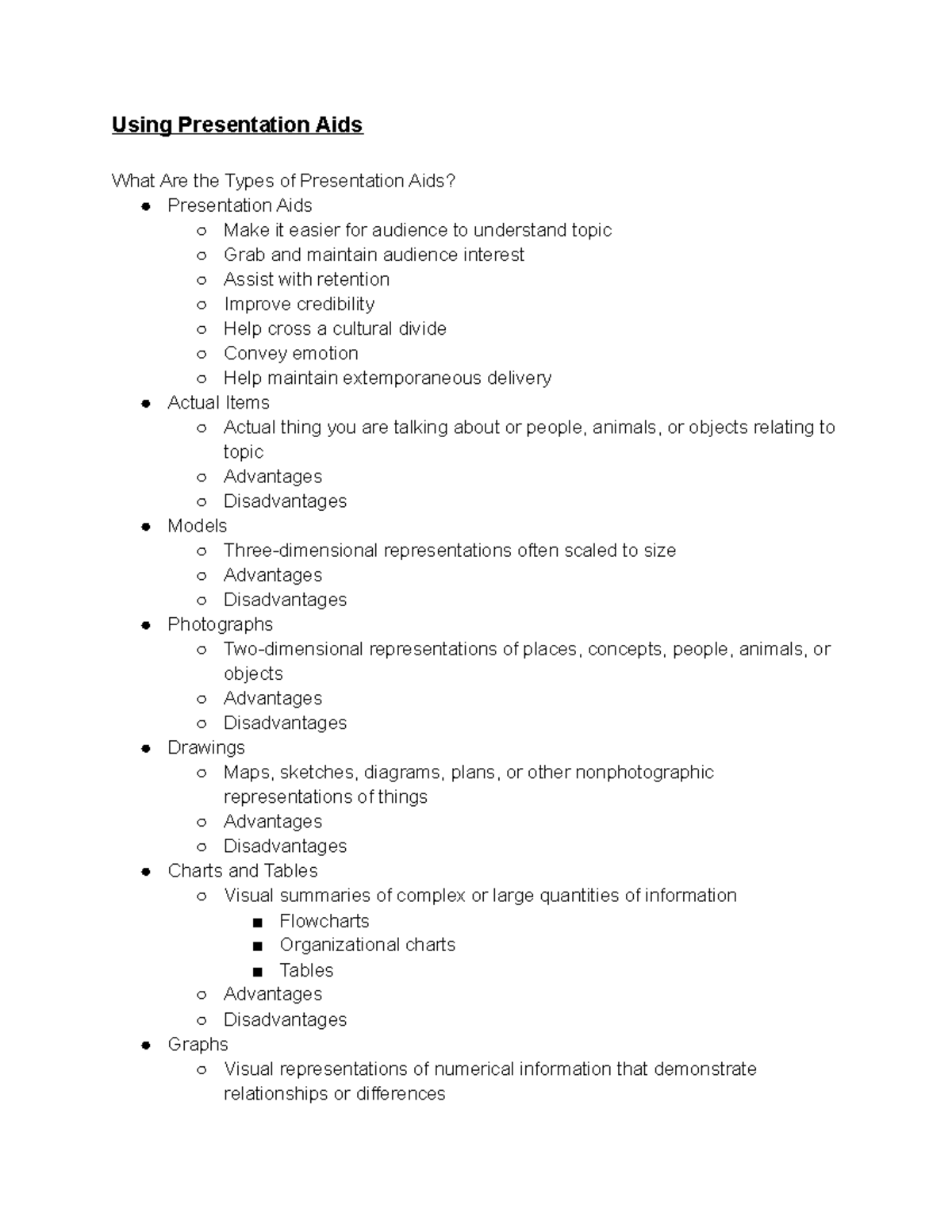 what is a good guideline for presentation aids