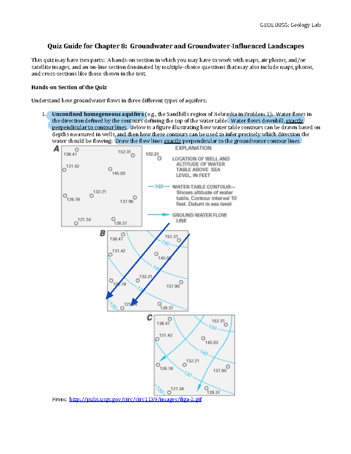 9+Quiz+Guide+for+Ch+9+Groundwater - GEOL 0055: Geology Lab Quiz Guide ...