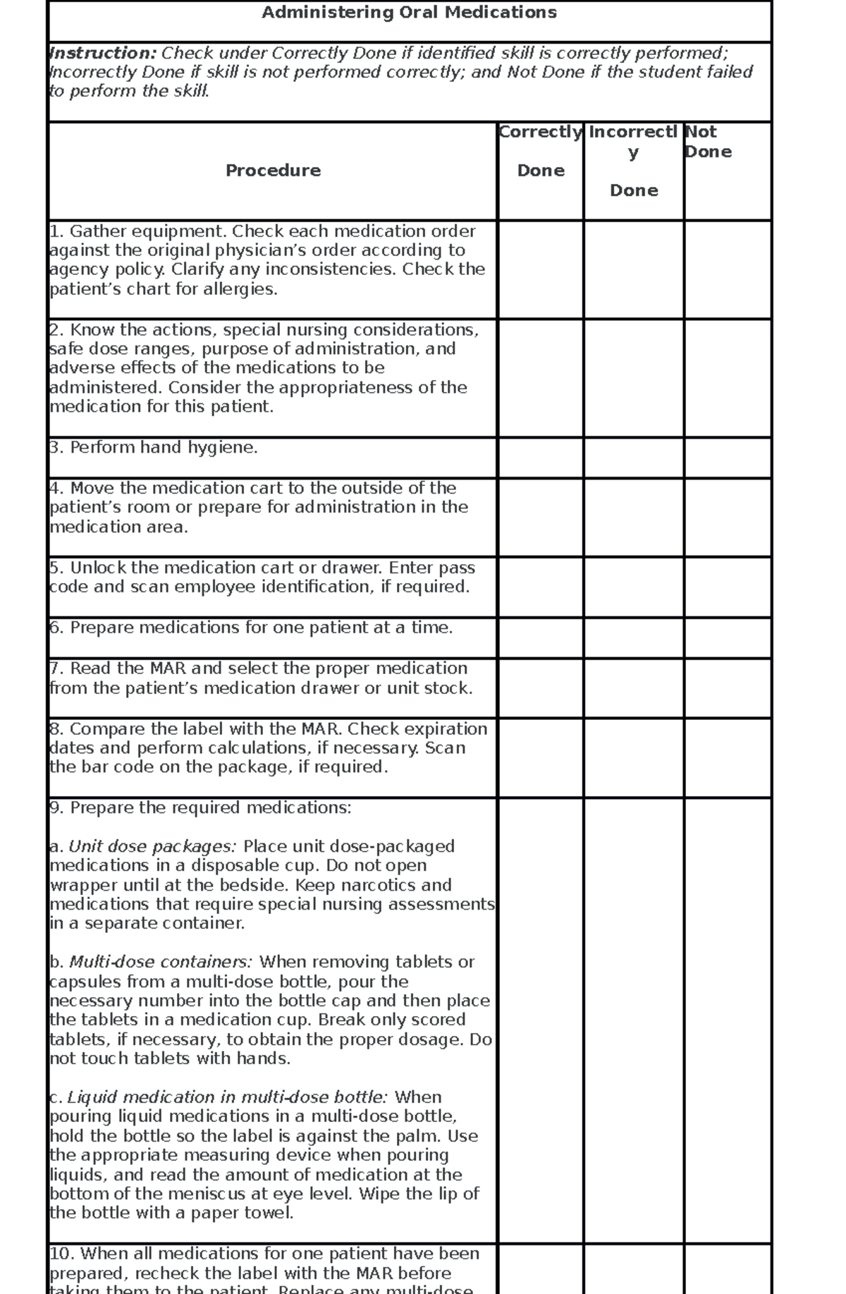 Administration-of-Drug - Administering Oral Medications Instruction ...