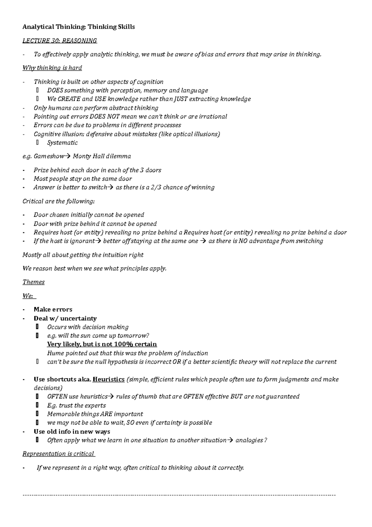 Topic 3: Thinking - Analytical Thinking: Thinking Skills LECTURE 30 ...