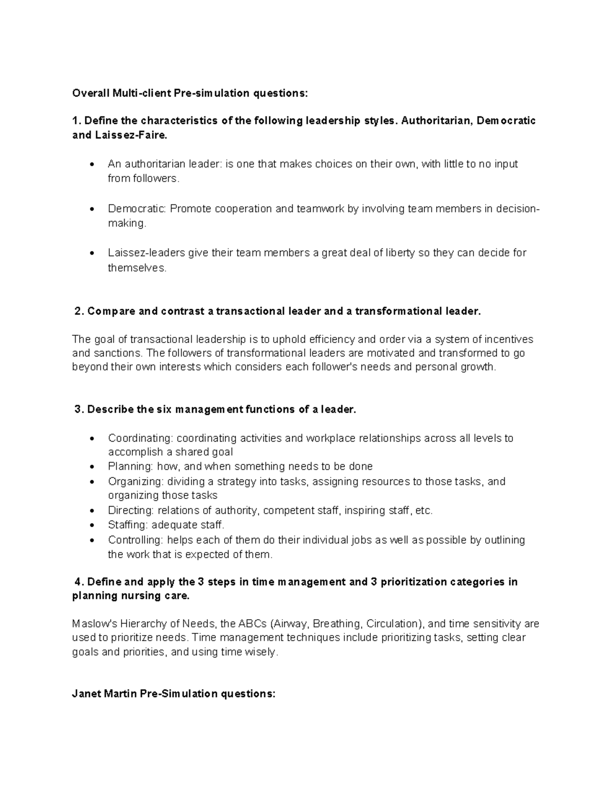SIM Questions 2024 - Overall Multi-client Pre-simulation questions ...