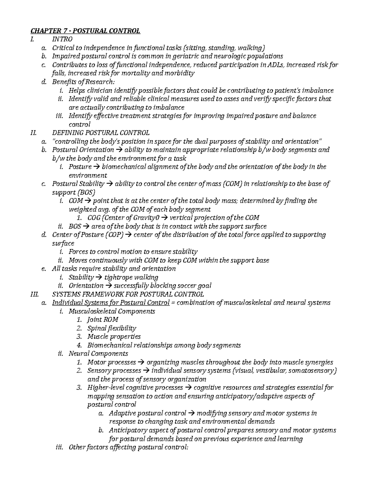 2018-Neuromuscular Pathophysiology-Postural Control Notes - CHAPTER 7 ...