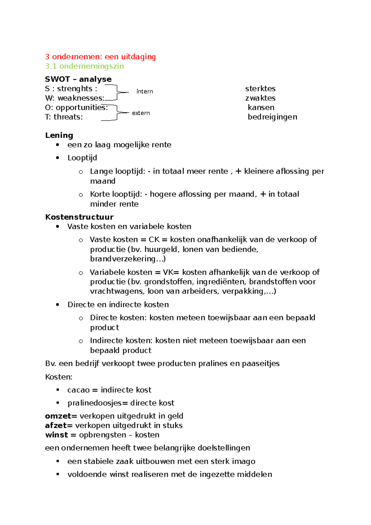 Samenvatting Economie Ondernemen Een Uitdaging Ondernemingszin