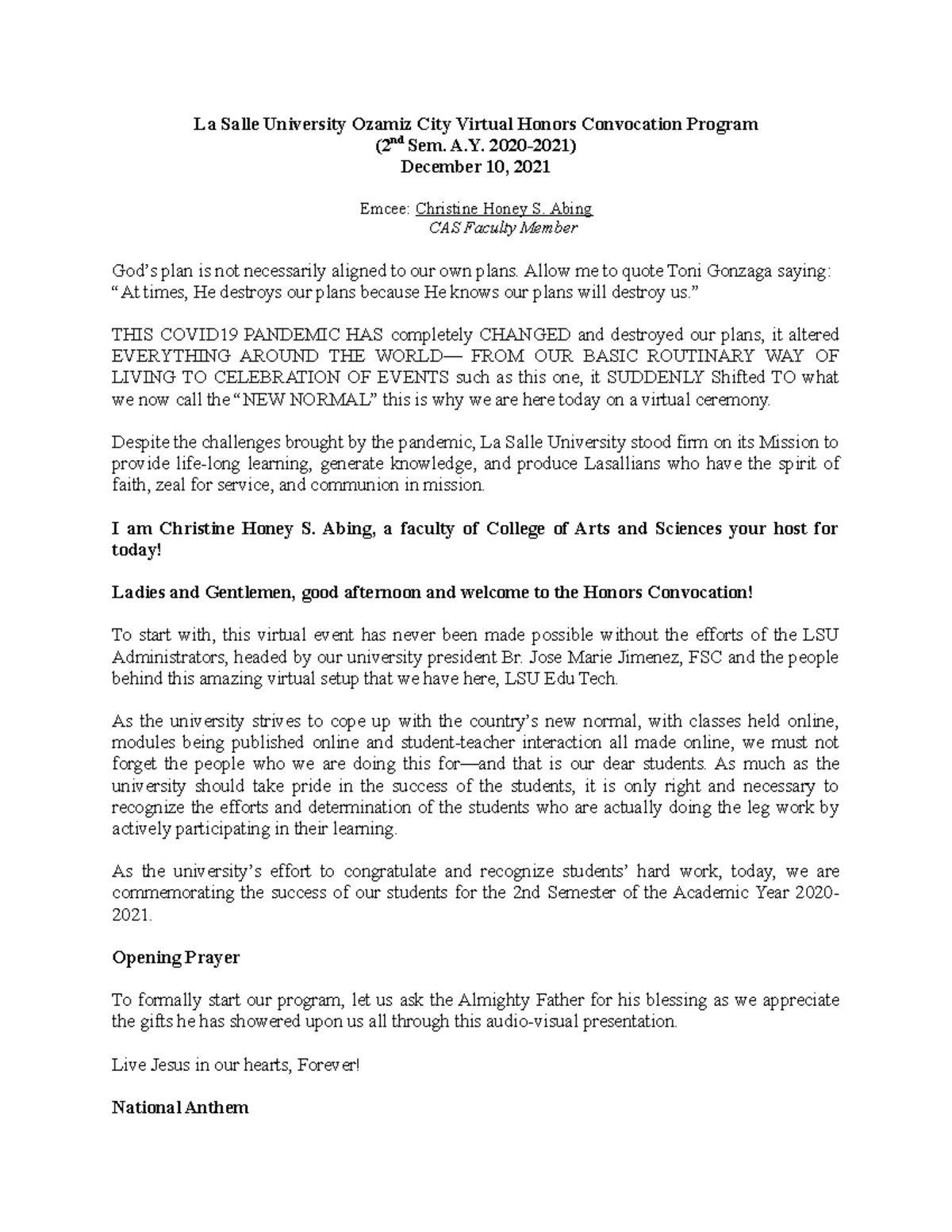 Emcee Script For Convocation Program Emcee Charie Emc vrogue.co