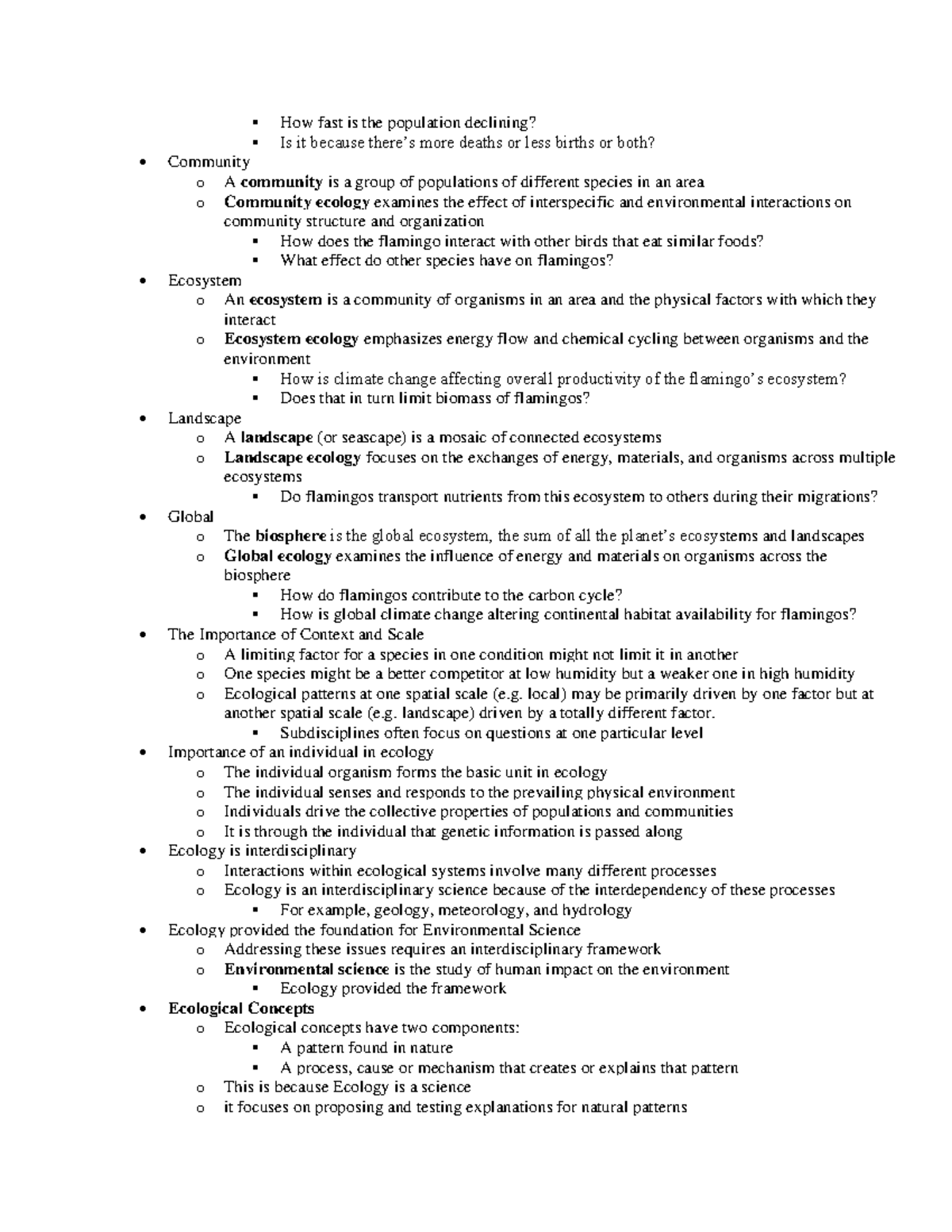 Ecology Exam 1 Notes 1 - BIOL 6203 - Studocu