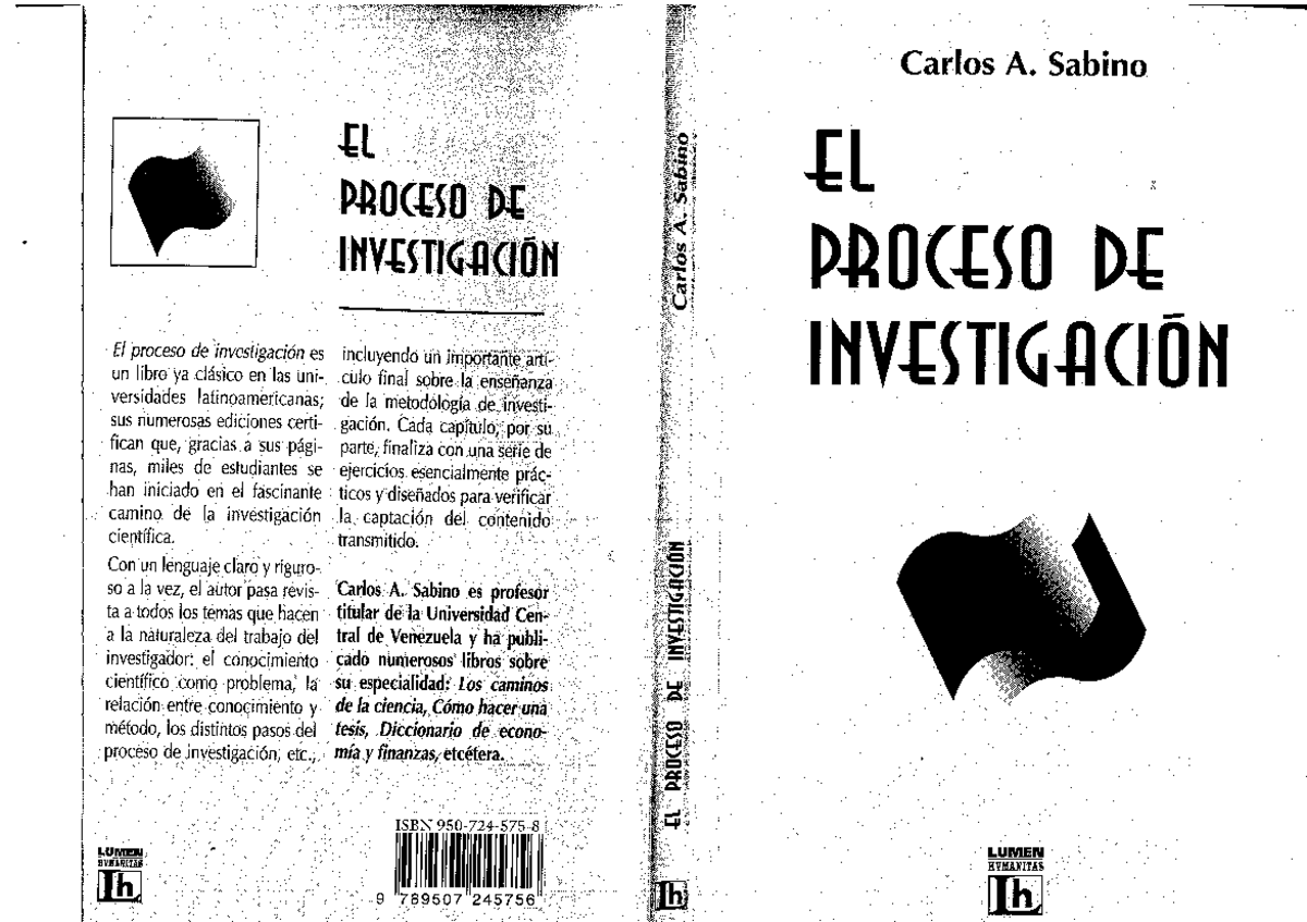 Carlos Sabino El Proceso De Investigación Libro