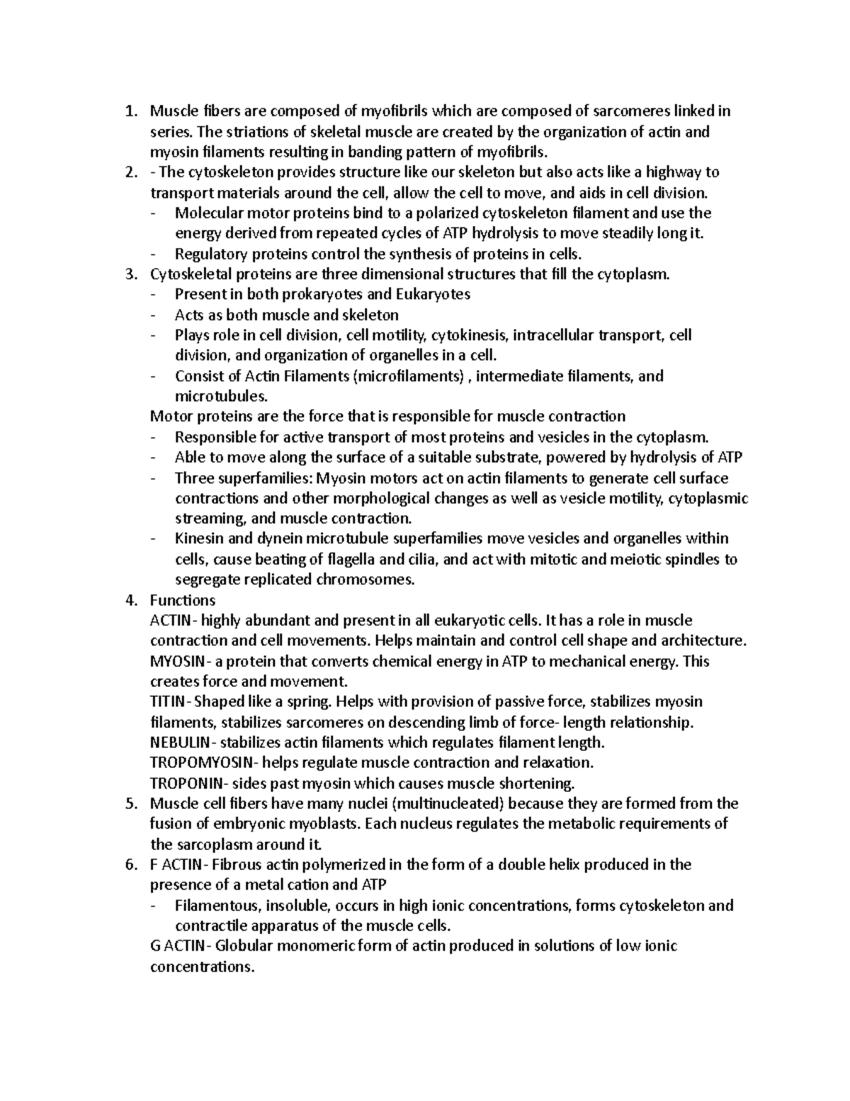 JAMP Physiology study sheet - Muscle fibers are composed of myofibrils ...