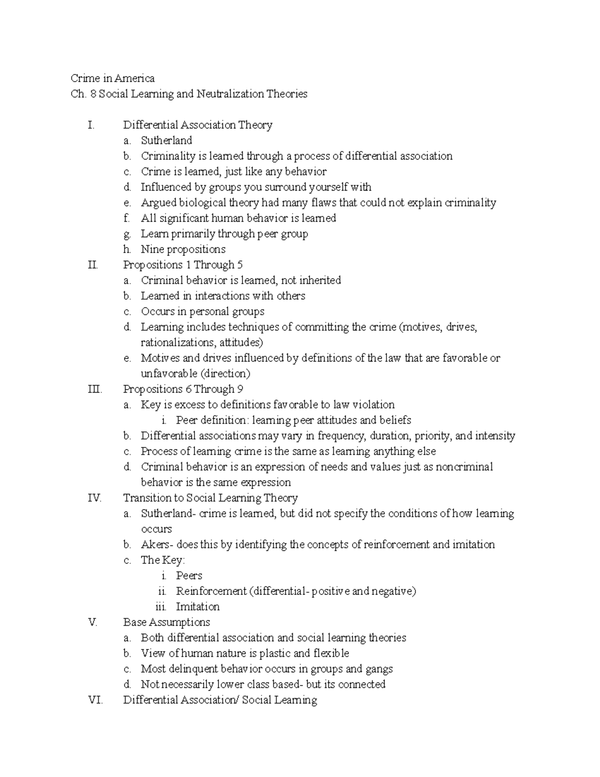 Crime In America Ch. 8 Social Learning And Neutralization Theories ...