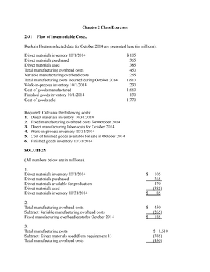 Doc - Solution S For Chapter 2 - CHAPTER 2 AN INTRODUCTION TO COST ...