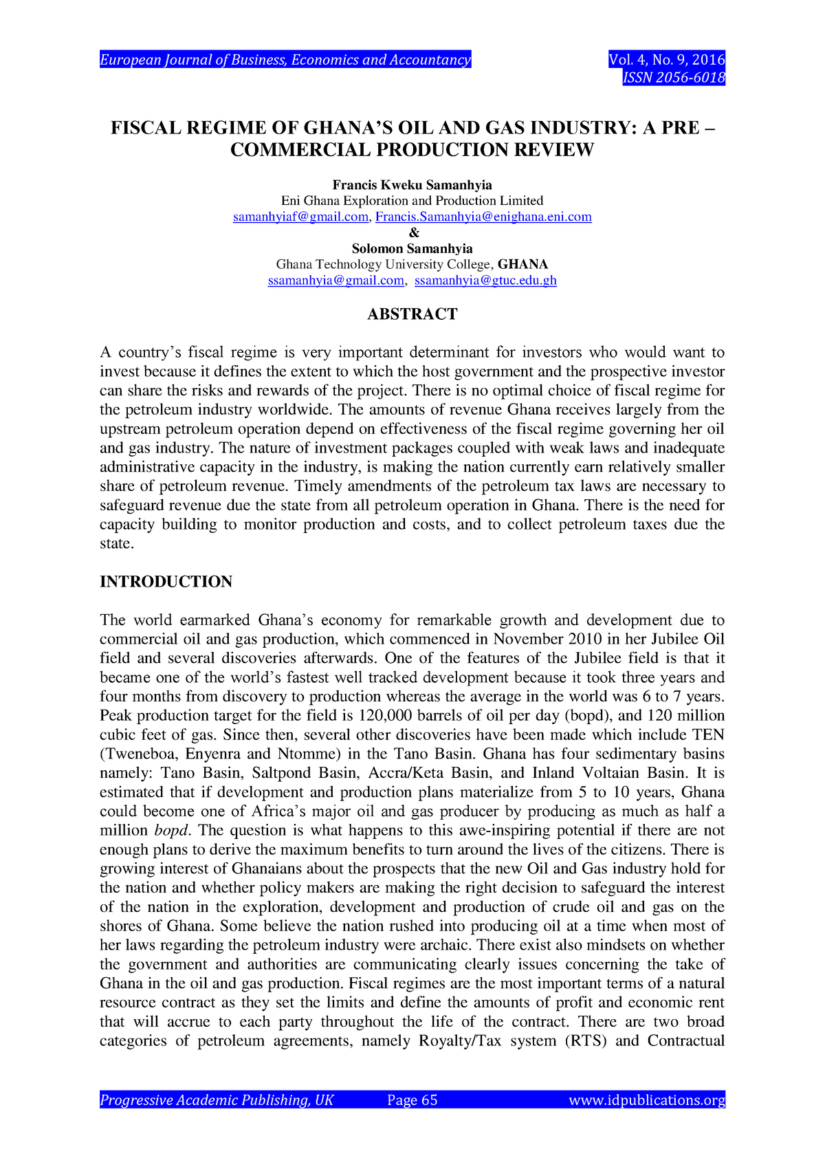 Full Paper Fiscal Regime OF Ghana S OIL AND GAS Industry A PRE   Thumb 1200 1697 