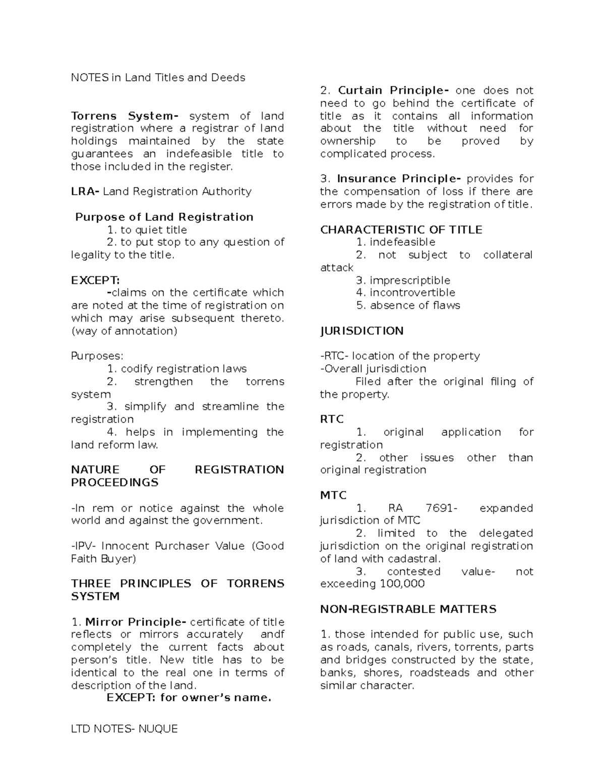 256734709 Notes in Land Titles and Deeds - NOTES in Land Titles and ...