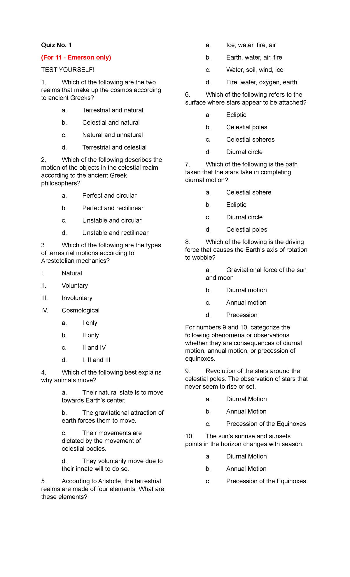 Night Section 1 2 Quiz