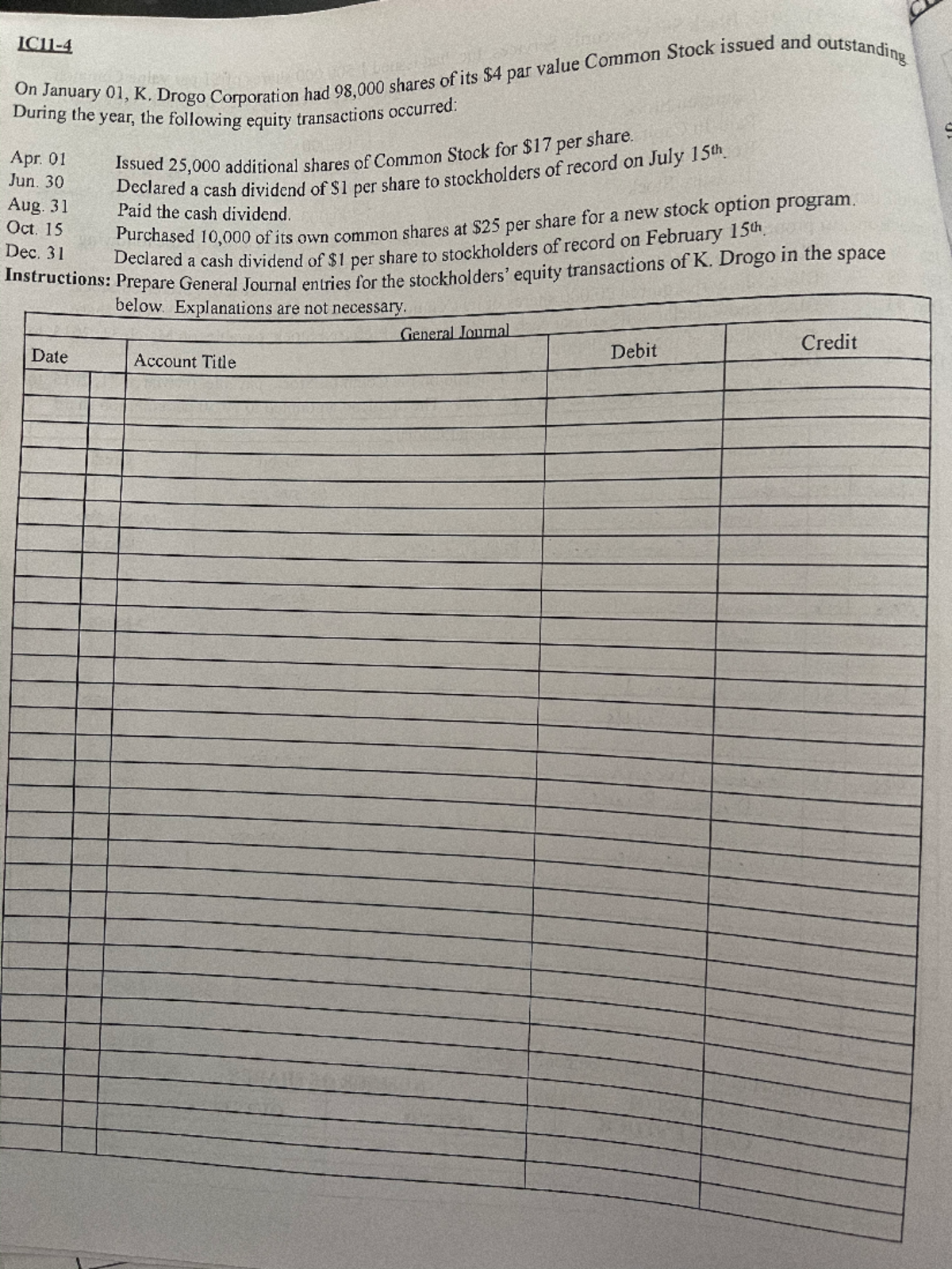 Chapter 11 Practice problem/Homework - AC 201 - Studocu