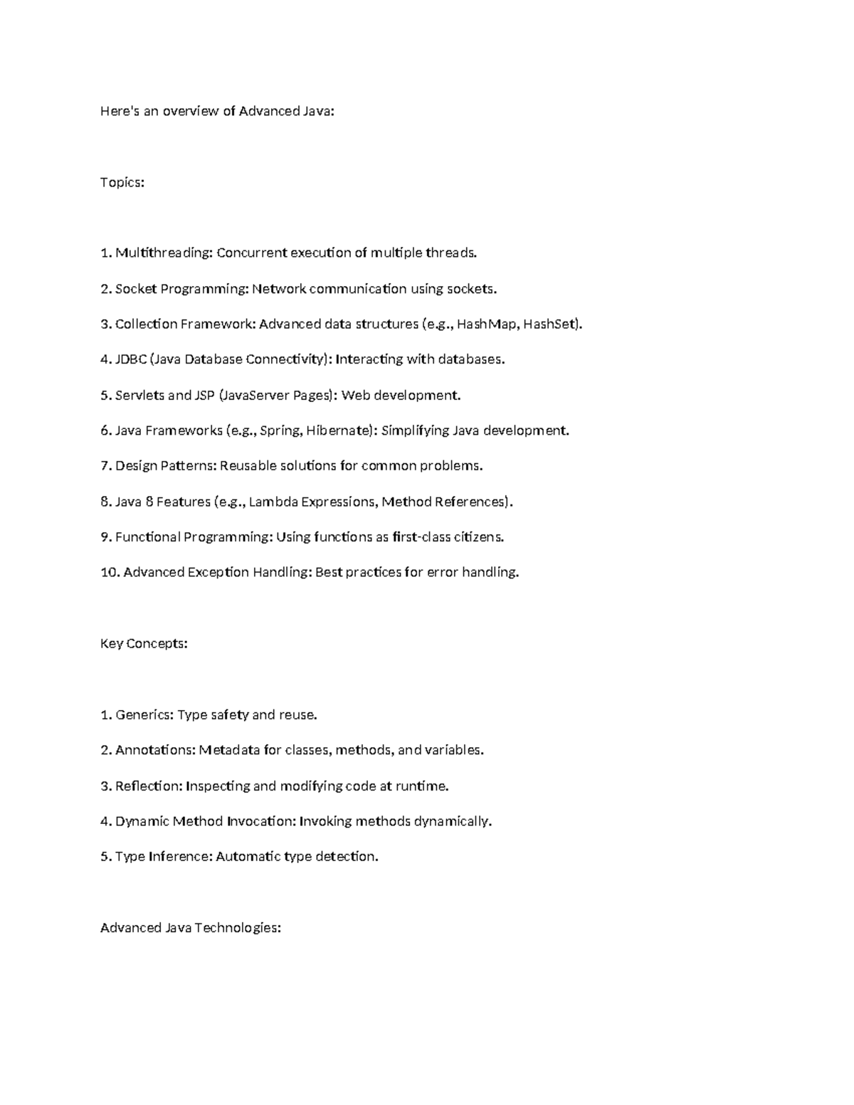Advanced java topics - Here's an overview of Advanced Java: Topics ...