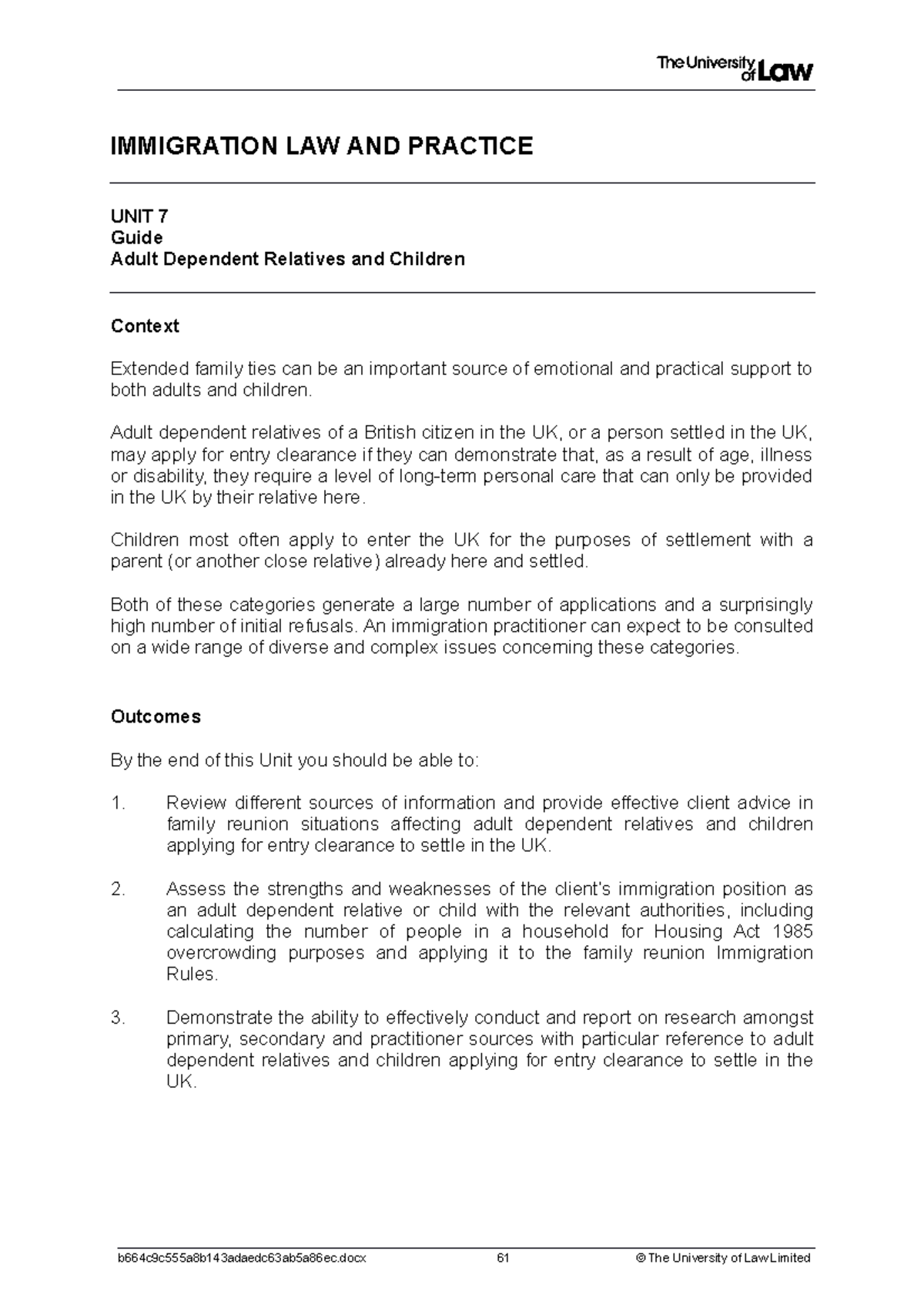 2223 imm ws07 ce01 guide t - IMMIGRATION LAW AND PRACTICE UNIT 7 Guide ...