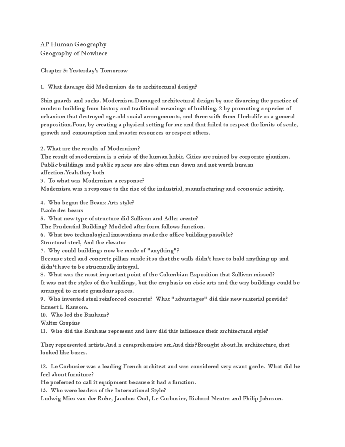 Copy of GON 5 - chapter 5 and 6 notes on Geogrpahy of nowhere - AP ...
