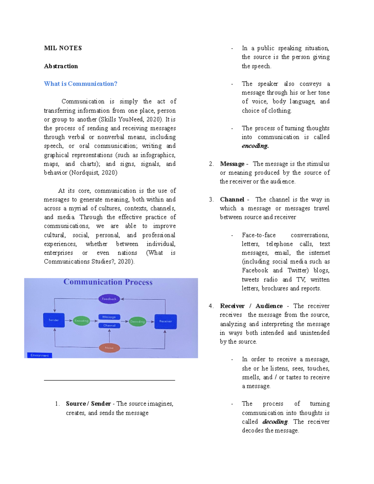 MIL Notes - about communication - MIL NOTES Abstraction What is ...