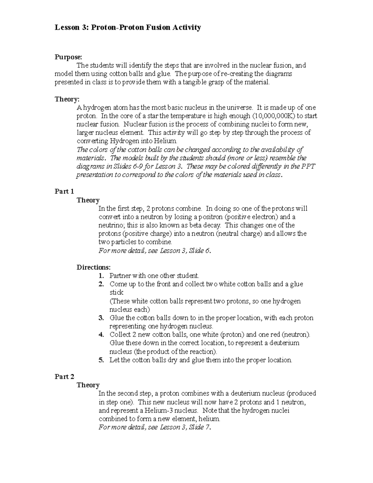 Activity-protonprotonfusion - Lesson 3: Proton-Proton Fusion Activity ...