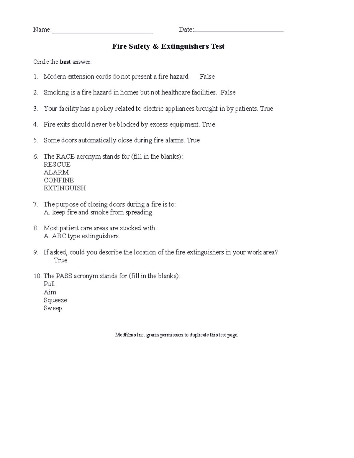 Fire Safety Test Nursing 101 Studocu