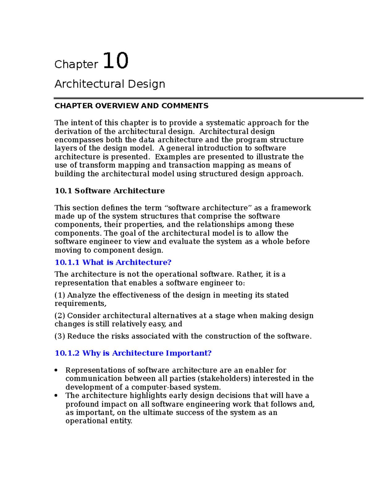 Ch10 Architectural Design - Chapter 10 Architectural Design ...