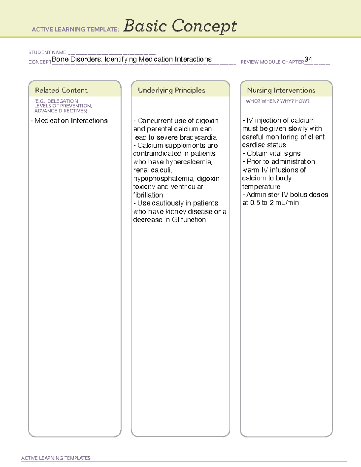 ALT 3 ATI ACTIVE LEARNING TEMPLATES Basic Concept STUDENT NAME