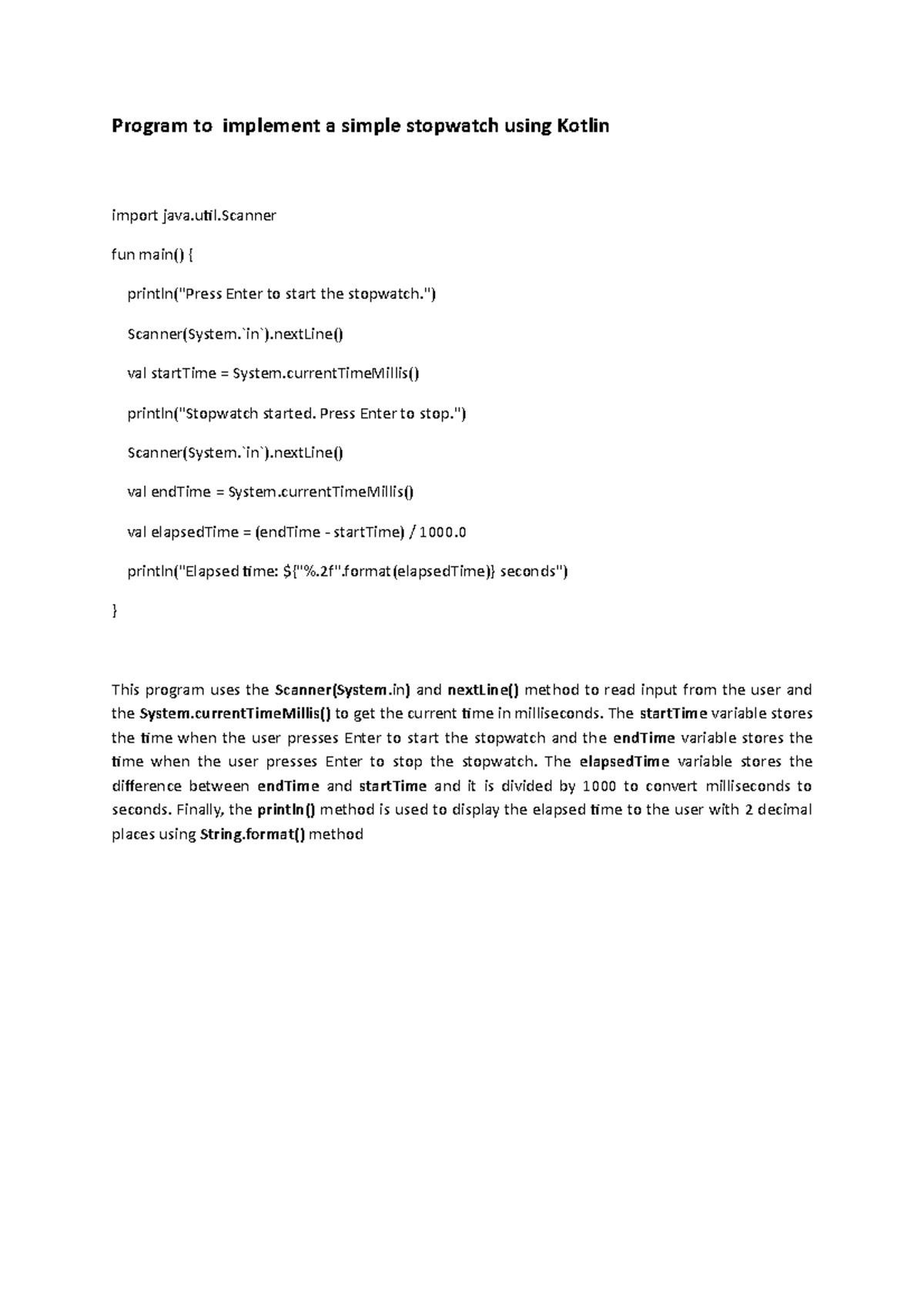 StopwatchKotlin Creating Stopwatch using Kotlin Program to