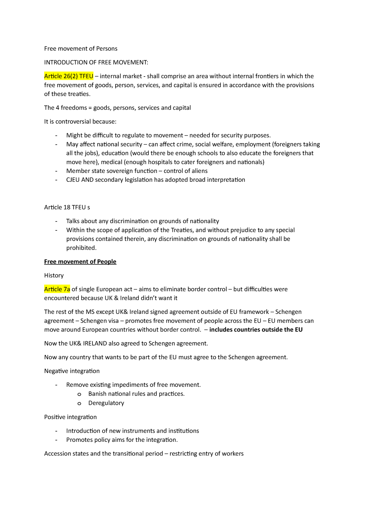 Free movement of Persons - Free movement of Persons INTRODUCTION OF ...