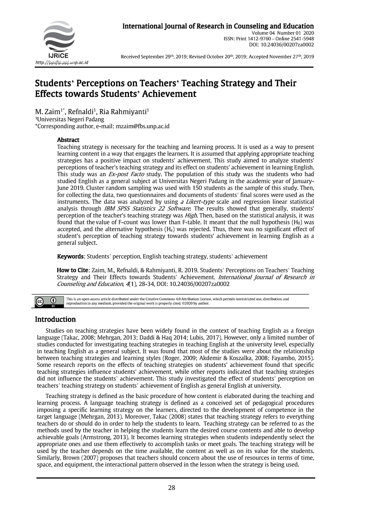 Students Perceptions On Teachers Teaching Strate - International ...