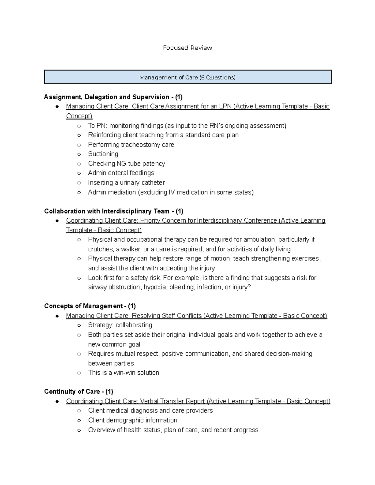 RN Leadership Online Practice 2019 A Focused Review - Focused Review ...