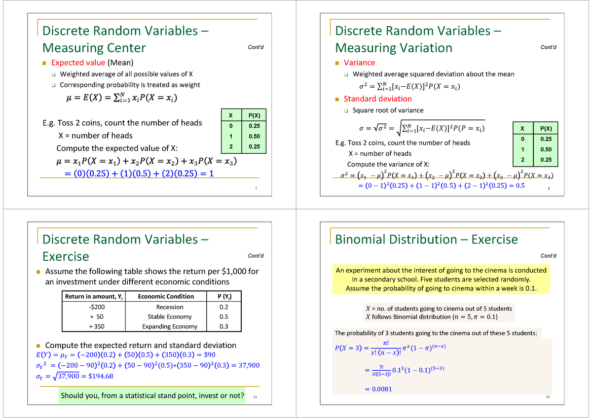 Topic 3 Discrete Probability Distributions (Solutions) - Discrete ...